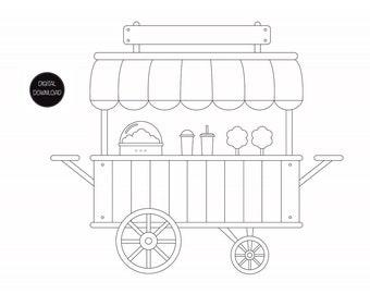 Candy Cart, Market Cart, Sweet Cart, Drinks Trolley, Drinks Cart, Food Cart, Popcorn Cart, Sweet Stand Wedding, Cart Clipart, Digital Art