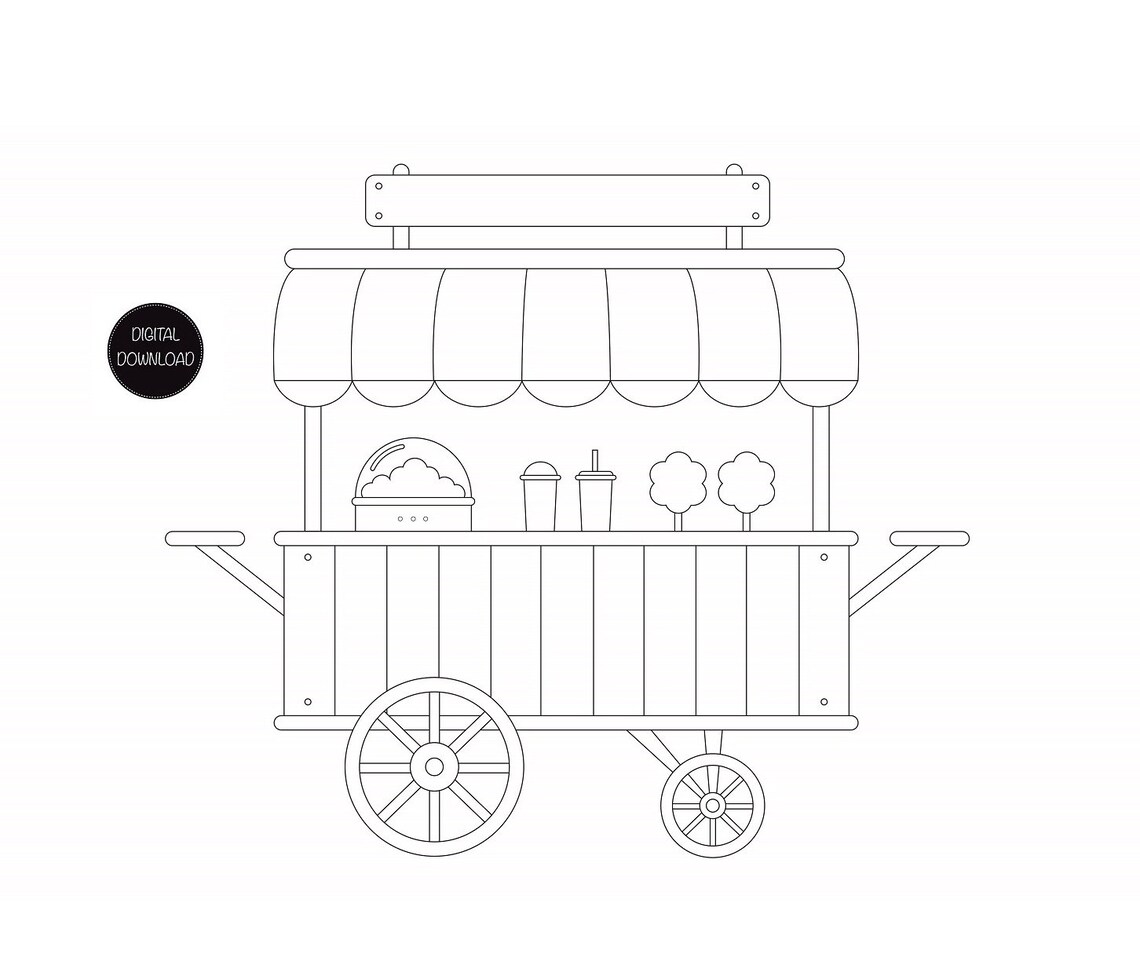 Candy Cart, Cart Clipart, Sweet Cart, Vector Clipart, Market Stall ...