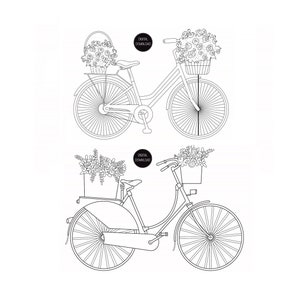 Bike With Flowers, Vintage Bicycle, Floral Bike, Bicycle Clipart, Bicycle Art, Bike Png, Bicycle, Bike With Basket, 2 x Bikes, Digital Art