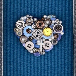 Knopf Herz, Vintage Schmuck Kunst, Herz geformt, Upcycled Schmuck, handgemachte Kunst, Herz inspiriert, einzigartig, Steampunk Schmuck