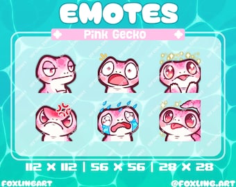 Emoticones de gecko leopardo rosa - Twitch, KICK, YouTube, Discord