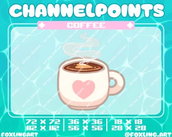 Puntos del canal de Heart Coffee Cup: Arte de Twitch/Discord/YouTube (descarga digital)
