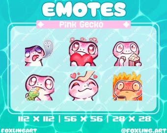 Emoticones de gecko leopardo rosa - Twitch, KICK, YouTube, Discord
