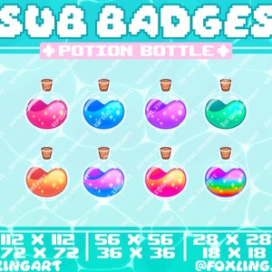Odznaki subskrybentów POTION BOTTLE - Twitch, KICK, Youtube, Discord