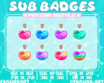 Insignias de suscripción de POTION BOTTLE - Twitch, KICK, YouTube, Discord