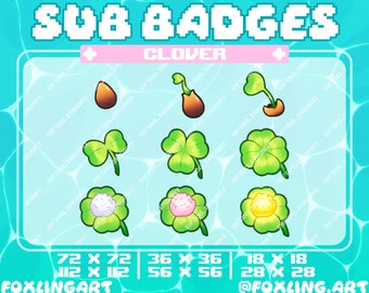 Insignias de suscripción de Clover (Twitch, KICK, YouTube, Discord)