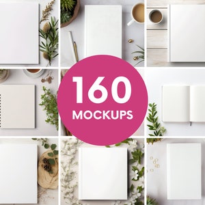 Minimalist Notebook Mockup Bundle - Blank Canvas Notepad Cover Template - Spiral Planner Mockup - Bound Journal Mock - Instant Download PNG