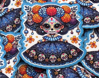 La Catrina Day of the Dead Dia de Los Muertos Sublimation patch, Hat Patch, Hat Bar Accessory