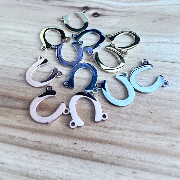 Permanent Jewelry Connectors, Set of Two, Jewelry Charms, Bracelet Charms, Necklace Charms, Horseshoes Charm, Horse Lover, Horse Girl