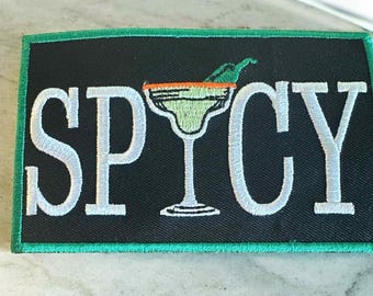 Spicy Margarita patch, Hat Patch for Trucker Hat, Hat Bar Patch, Adhesive Patch, Margarita Lover, Summer Patch