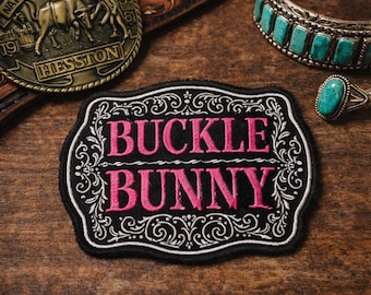 Buckle Bunny Gestickter Aufnäher, Stickerei Patch, Rodeo Show Trucker Hat Patch, Rodeo Life