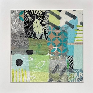 Colorful Abstract Collage Wall Art: Upcycled Paper Layers