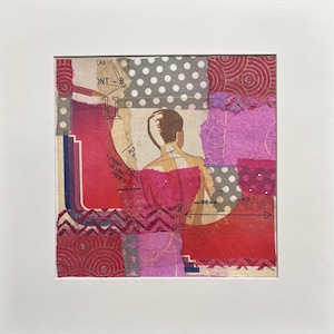 Kolorowa abstrakcyjna sztuka kolażu, dekoracja ścienna z papieru w technice mieszanej