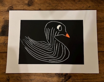 Original Duck Linocut print