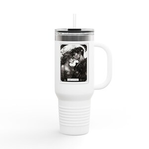 40oz geïsoleerde reismok met de tarotkaart The Lovers | Roestvrijstalen beker voor koffie, thee en magische momenten