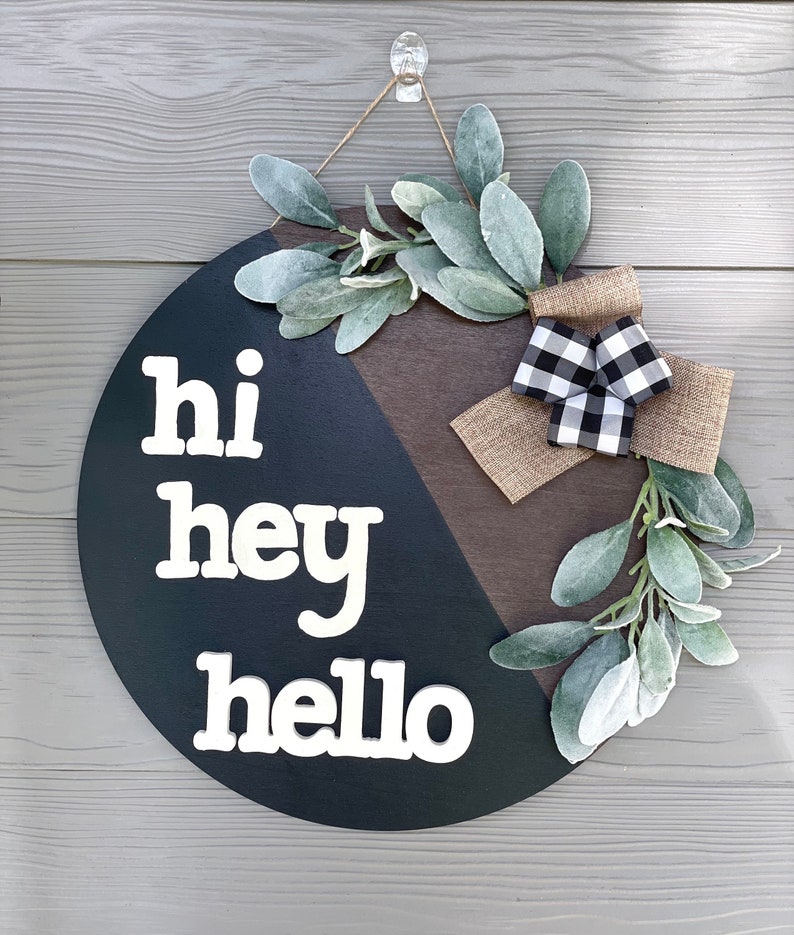 Hi Hey Hello Sign Front Door Welcome Sign Hello Hello Sign Customizable ...