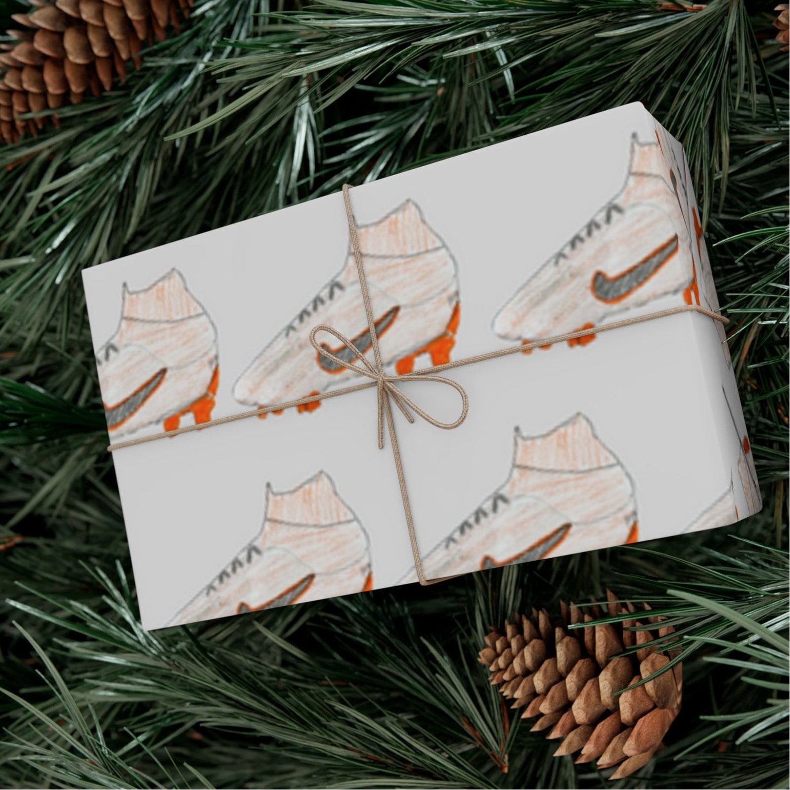 Wrapped Cleats Wrapping Paper | Hand Drawn | Custom Design | Gift Wrap | Cleat Drawing ...