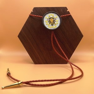 Honeybee Cross Stitch Bolo Tie