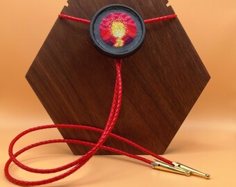 Volcano Cross Stitch Bolo Tie