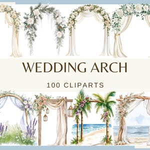 HOCHZEITS-ARCH - 100 Aquarell Clip-Arts (png gothic beach Wald 300 dpi, Hochzeit Timeline png, Hochzeit Elemente Icons, Junk Journal, boho)