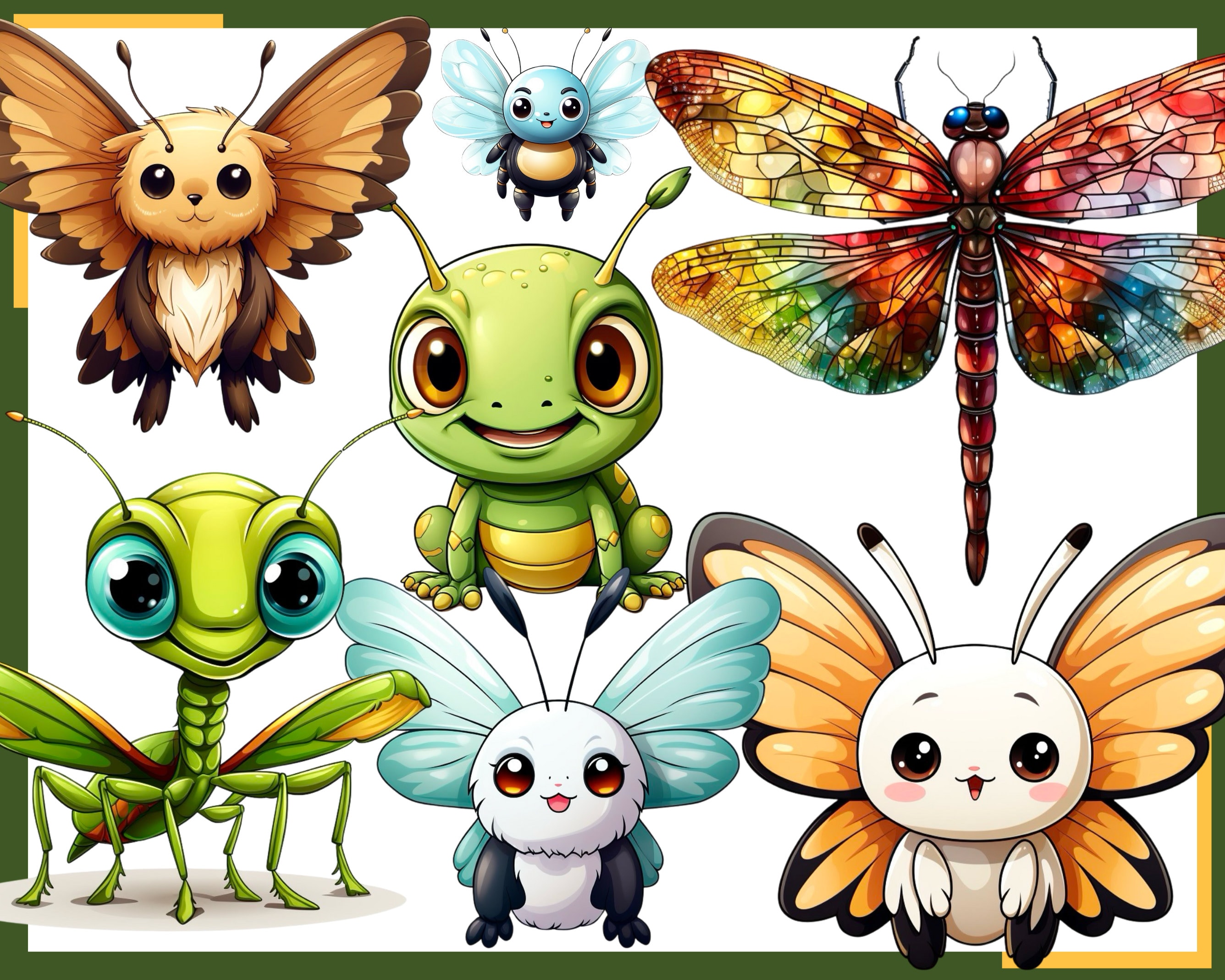 Chibi Insects CUTE KAWAII INSECTS - 75 Clip Arts (300 Dpi, Beehive, Ladybug, Sweet ...