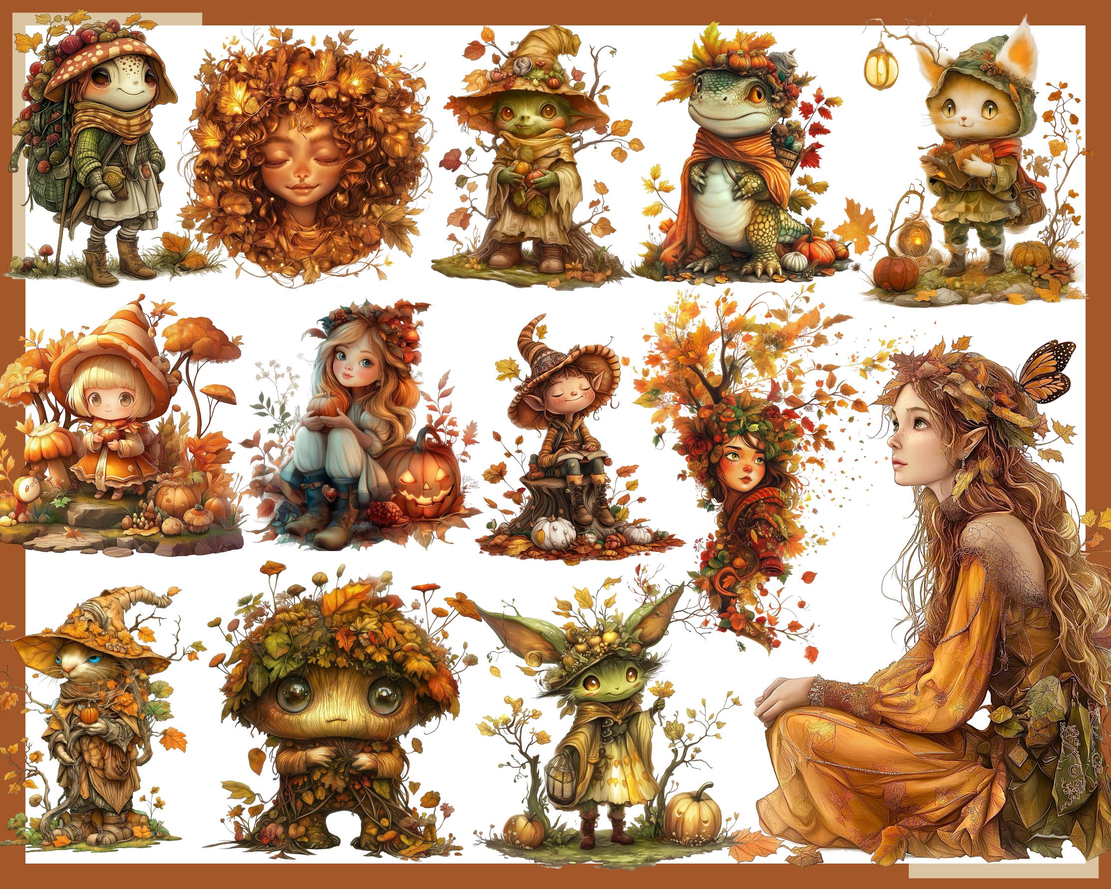 Fairy Autumn Clipart: 100 Fall Fantasy PNG Graphics (commercial Use) - Etsy