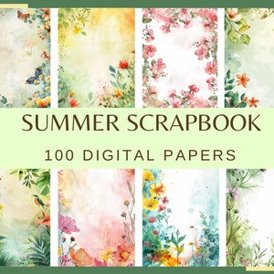 ÁLBUM DE RECORTES DE VERANO: 100 imágenes prediseñadas (300 ppp, scrapbooking, digital, papel digital de verano, png, vacaciones, feriado, manualidades)