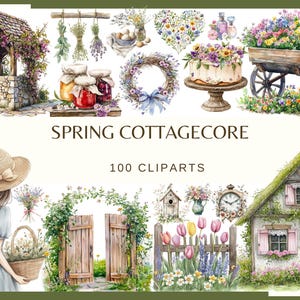 Spring Cottagecore: 100 PNG, 300 DPI | Flower, Rustic Nature (Commercial Use) image 1