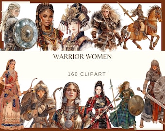 Warrior Women: 160 PNG, 300 DPI Norse Female Strong Fighter (Commercial Use, Digital)