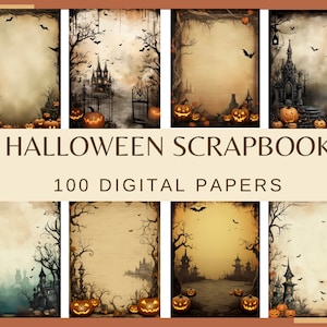 HALLOWEEN PAPERS per scrapbooking - 100 documenti digitali (300 dpi, strega, fantasma, zombie spettrale, clipart Dolcetto o scherzetto, casa stregata)