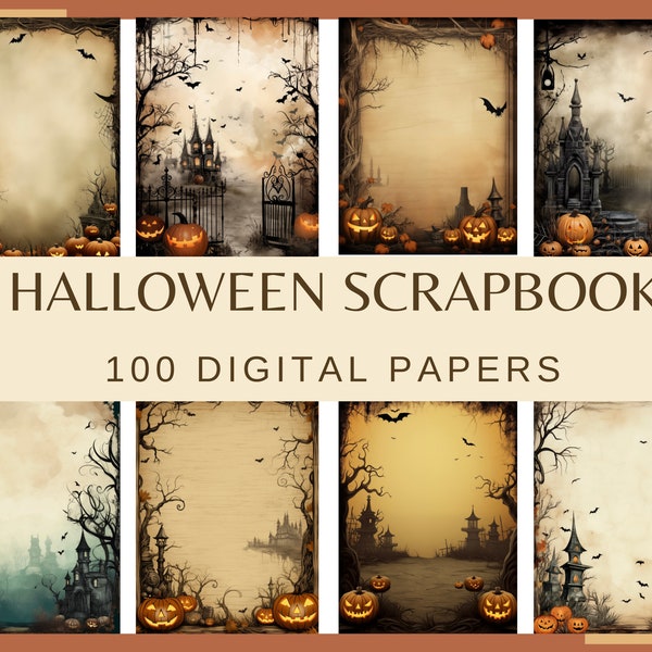 Halloween Scrapbook Paper: 100 Witch, Ghost, Zombie Designs (Digital Download, 300 DPI PNG Files)