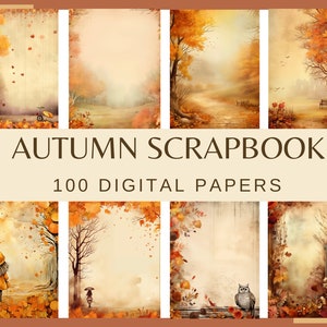 CARTE AUTUNNO per scrapbooking - 100 carte digitali (300 dpi, Lavoro artigianale autunnale, Modello autunnale, Modello autunnale, Kit scrapbook)