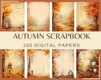 Autumn Scrapbook Papers: 100 Fall Digital Jpg Patterns (300 dpi) (Commercial Use, Digital)