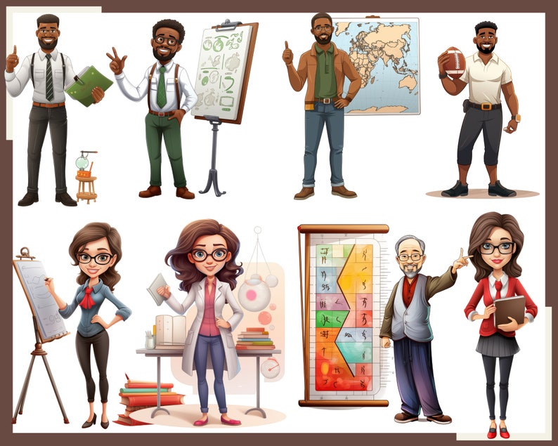 May include: A group of eight people, some wearing glasses, standing in front of various objects, including a whiteboard, a map, a scale, a painting, and a book.