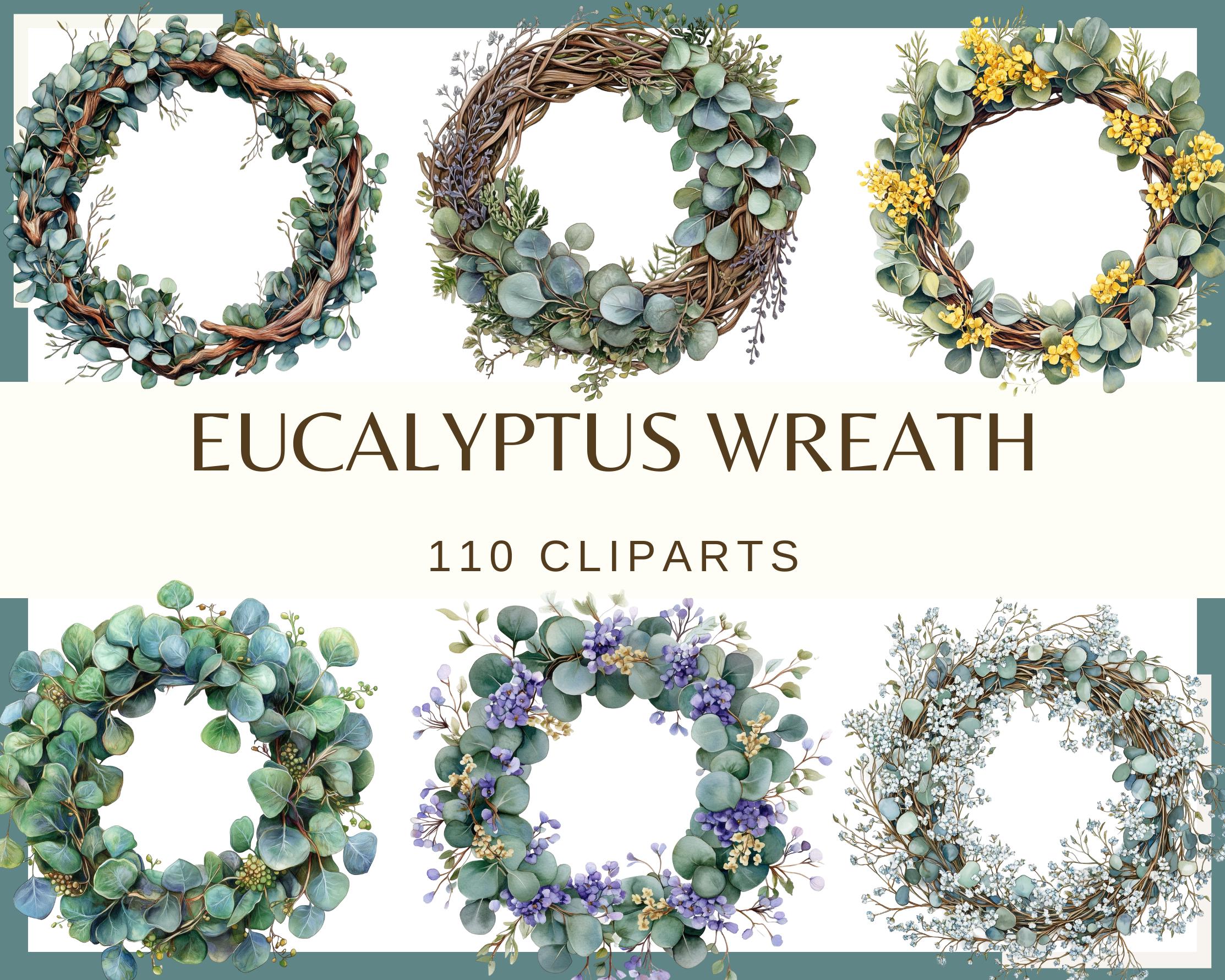 Eucalyptus Wreath Clip Art: Floral Frames (PNG, 300 DPI) - Etsy