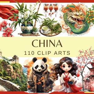 CHINA - 100 clip arts (Shiva, muralha da China, panda, 300 dpi, png, fundo transparente, uso comercial, pacote, digital, país)