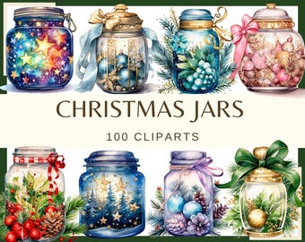 Christmas Jars Clip Art: Holiday Decoration PNG Bundle (Digital Download)
