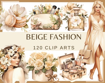 BEIGE FASHION - 120 Aquarell Cliparts (png, 300 dpi, Fashion Illustration, Fashion Books, Fashionista Chic Girl Glamour Fashion Grafiken)