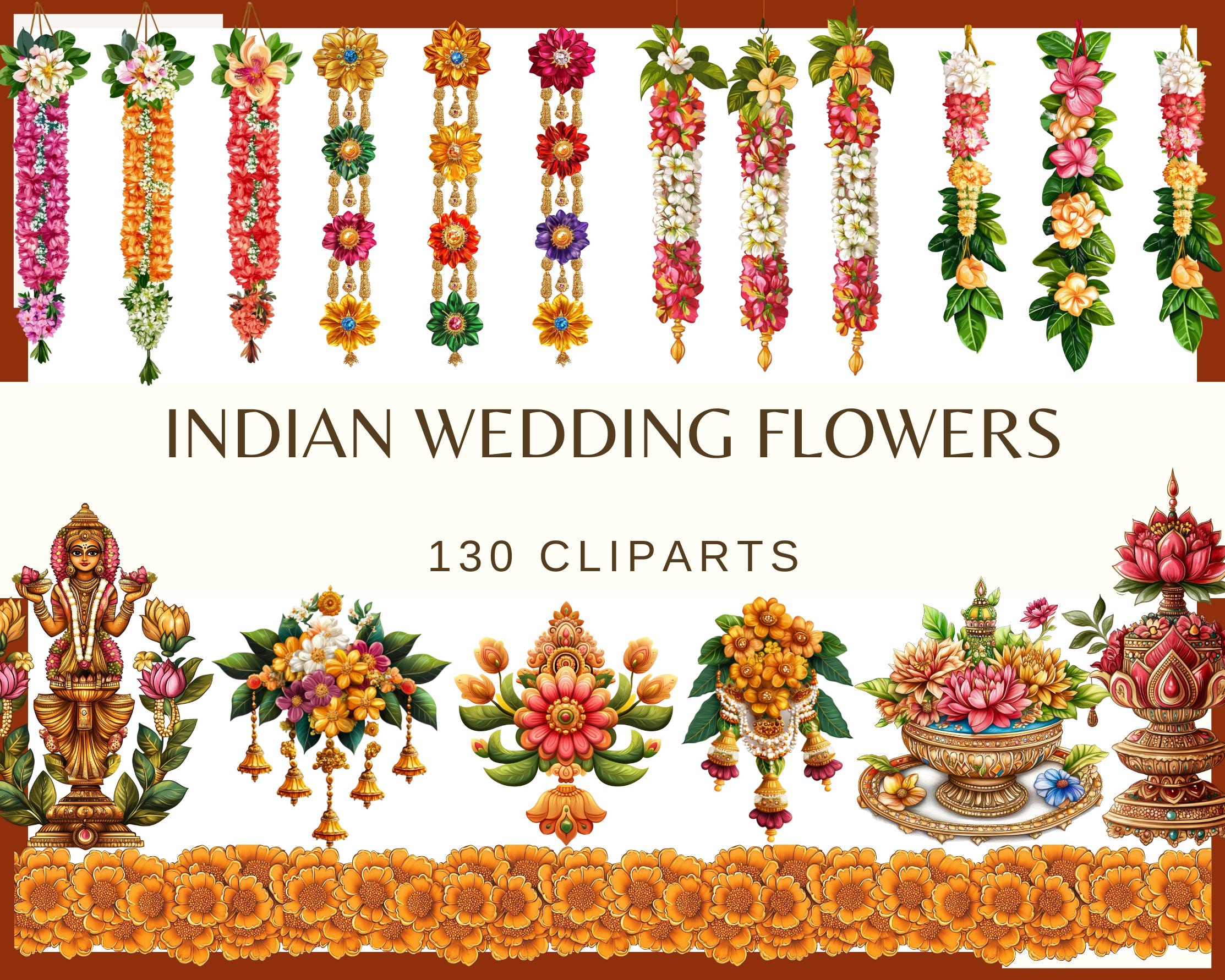 Indian Wedding Flower Clip Art: Marigold Garland, Peacock (digital  Download) - Etsy, image size:2226x1781