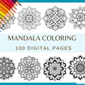 COLORIAGES DE MANDALA - 100 pages (Coloriage pour enfants et adultes, papier numérique mandala, livre de coloriage)