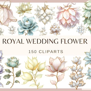FLORES DE CASAMENTO REAL - 150 clip arts (300 dpi, uso comercial, presente de flores floridas, elementos florais de casamento, diário de lixo)