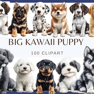 GRAND CHIOT KAWAII - 110 images clipart (300 dpi Limier akita Saint Bernard Husky Retriever Komondor Briard Terrier berger Pitbull Chow Chow)