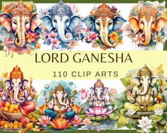 LORD GANESHA - 110 clip arts (300 dpi, Ganesha sticker, Ganesha logo, Baby Ganesha, commercial use, bundle, digital, india, hindu png, png)