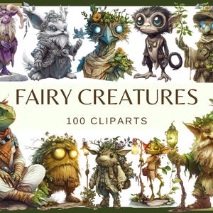CREATURE FATE - 100 clip art (300 dpi, sfondo trasparente, bundle, digitale, esoterico, png, mistico, fantasy occulto, mago, mistero)