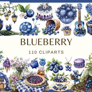 ARÁNDANO - Paquete de 110 imágenes prediseñadas / Ilustraciones de frutas clásicas y fantásticas / Arte culinario PNG para decoración de cocina, manualidades, recetas y pegatinas