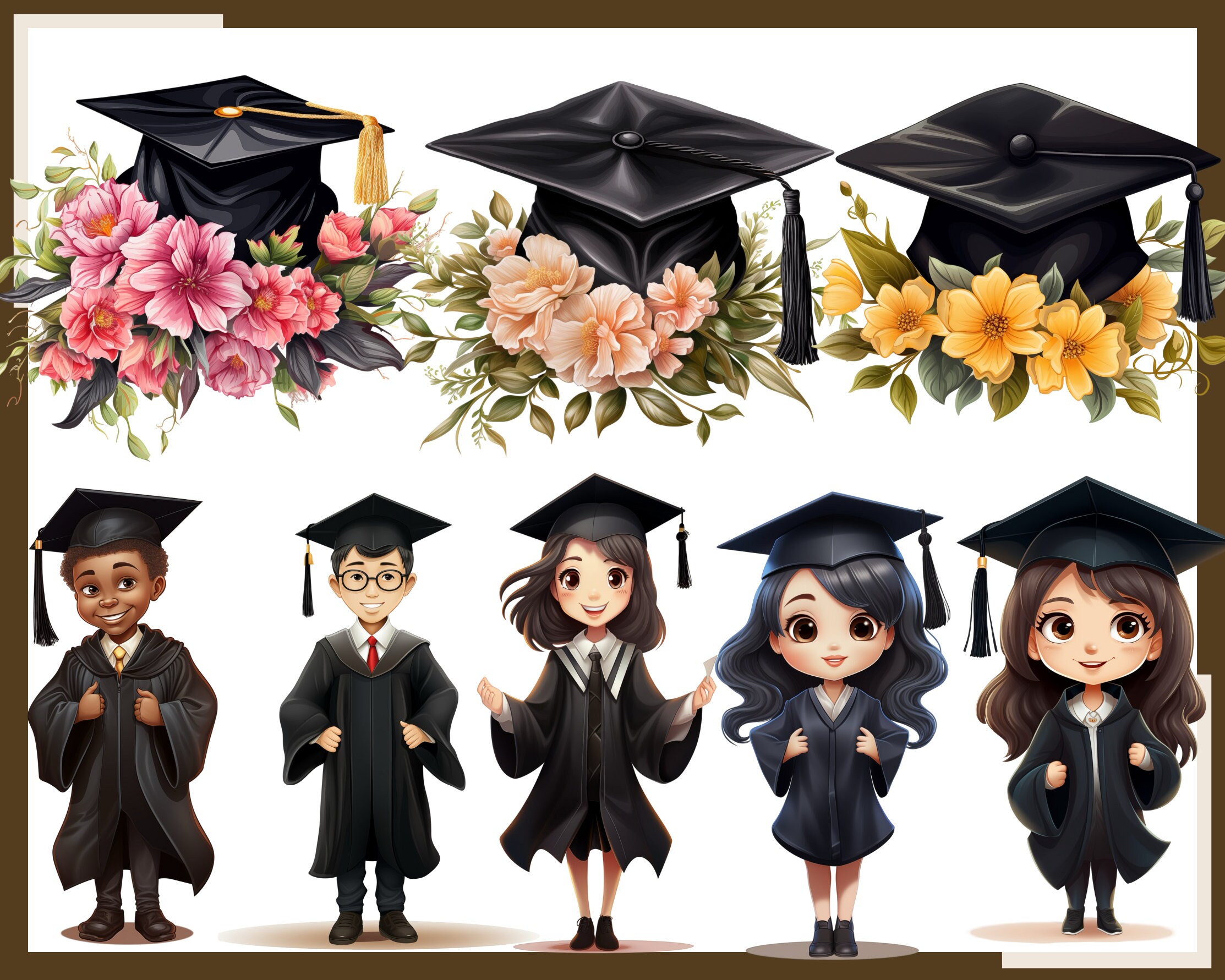 GRADUATION - 100 Watercolor Clip Arts (png, 300 Dpi, Owl, Cute ...
