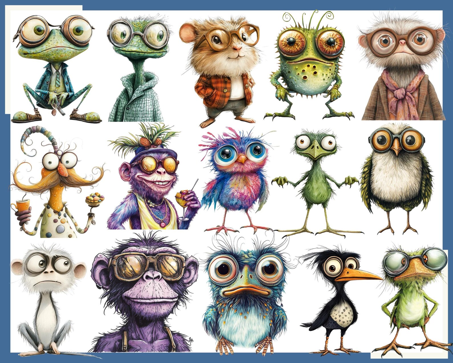 Quirky Creatures Clip Art: 100 Esoteric Fantasy Pngs (digital Download ...
