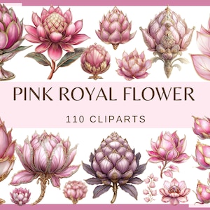 ROZE ROYAL FLOWERS - 110 clip arts (300 dpi, commercieel gebruik, digitaal, transparante achtergrond, bloemen, natuur, tuin, roze mode png)