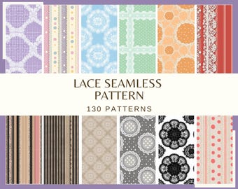 Lace Seamless Pattern: 130 PNG, 300 DPI | Vintage Texture | White Floral Lace Digital Paper | Elegant Wedding Background (Digital Download)
