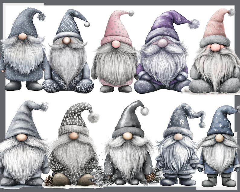 CHRISTMAS GNOMES 110 Cliparts christmas Tree Decoration, Pink Blue